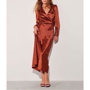 Favorite Daughter Satin Long Sleeve Dress in Copper